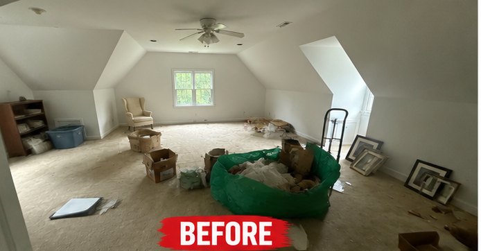 Full room being cleared during a property cleanout in the Triangle
